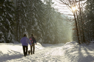 couple walking in snow